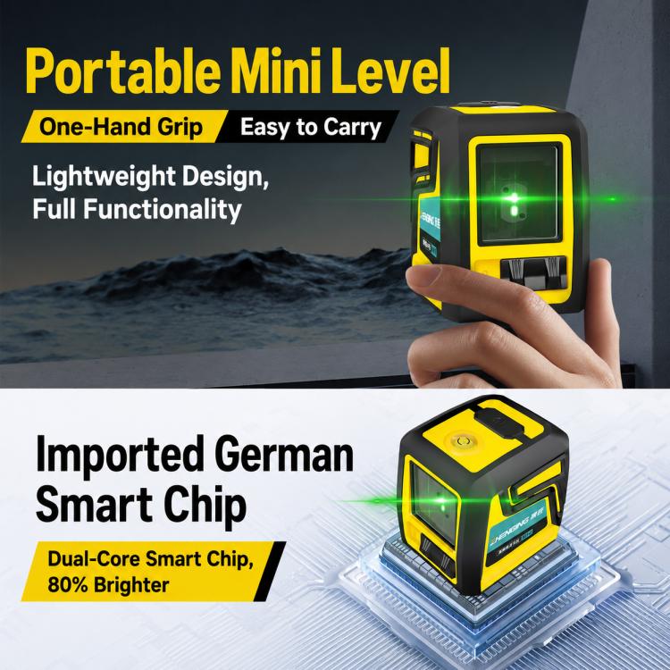 ZHENBING Portable High-Precision Laser Level with L-Bracket, AA Batteries, Built-in Li-battery