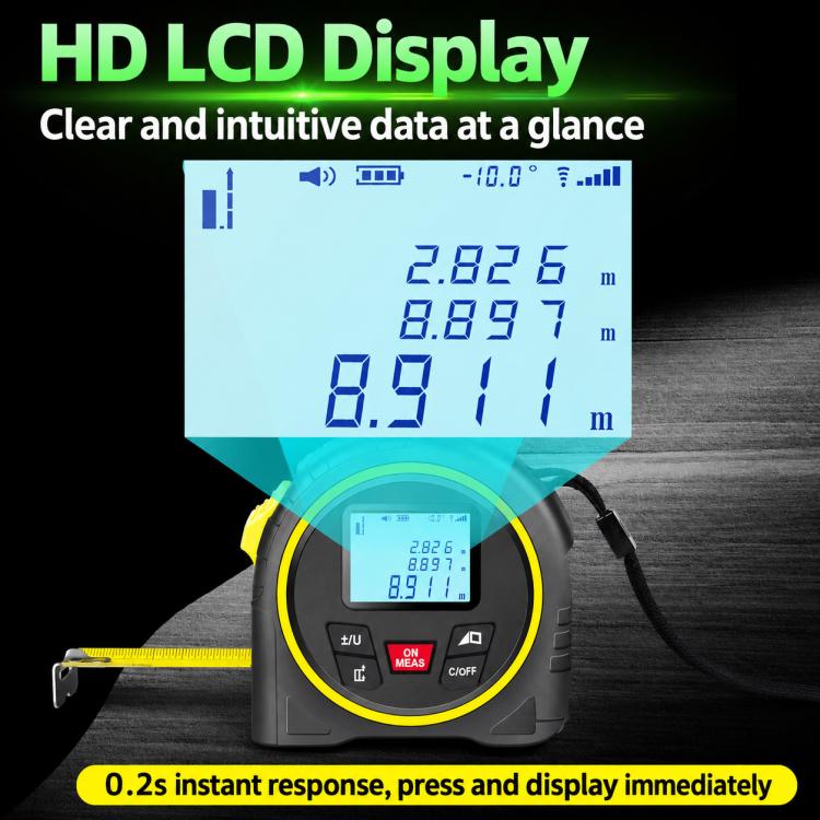 ZHENBING 4-in-1 Laser Measuring Tool 40m Laser Distance Meter & 5m Tape Measure