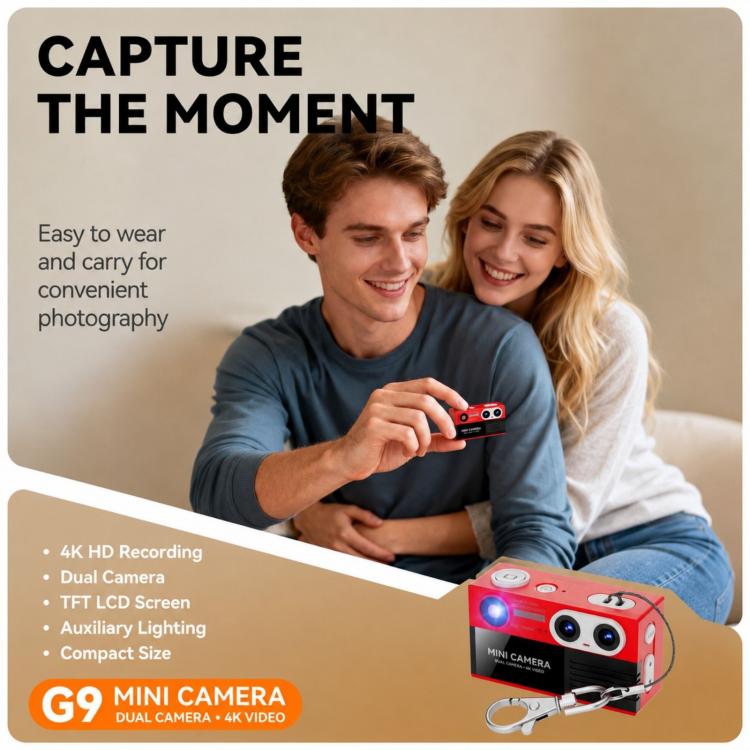 G9 4K Dual Camera 1.97 inch Rotating IPS Screen Portable Keychain Mini Camera