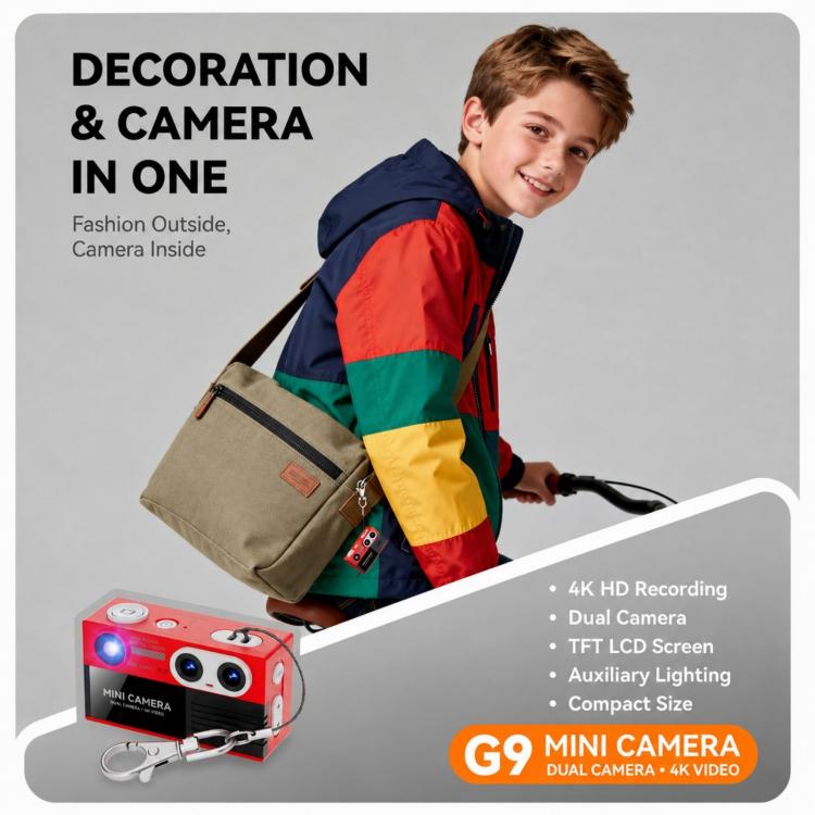 G9 4K Dual Camera 1.97 inch Rotating IPS Screen Portable Keychain Mini Camera