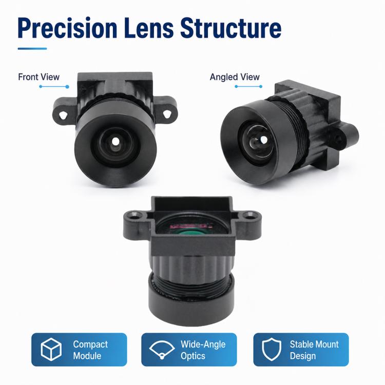 Robotic Mower Camera Lens, 5MP 1/2.5 Inch Sensor Lens, Binocular Camera Lens for Face Recognition, Low Distortion Design, Robotic Mower Camera Lens