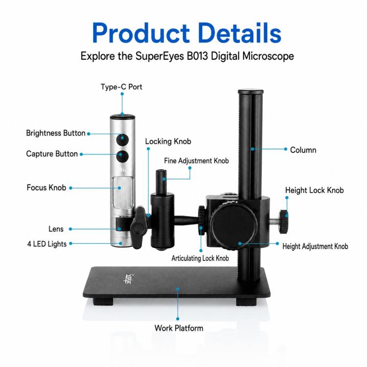 Supereyes B013 12MP Digital Microscope Magnifier