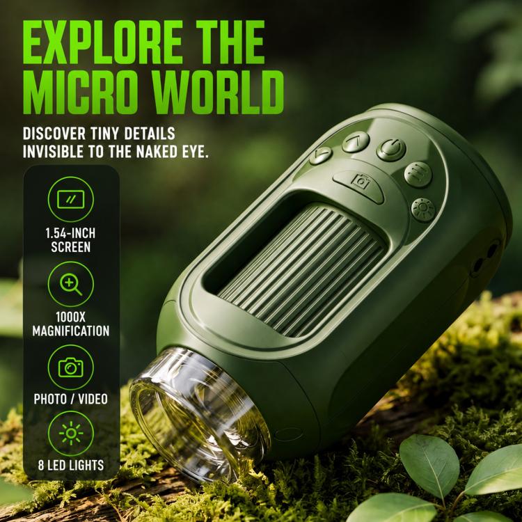 Portable 1000X Handheld Digital Kids Microscope with Screen, Only Host, Host + 16GB, Host + 32GB