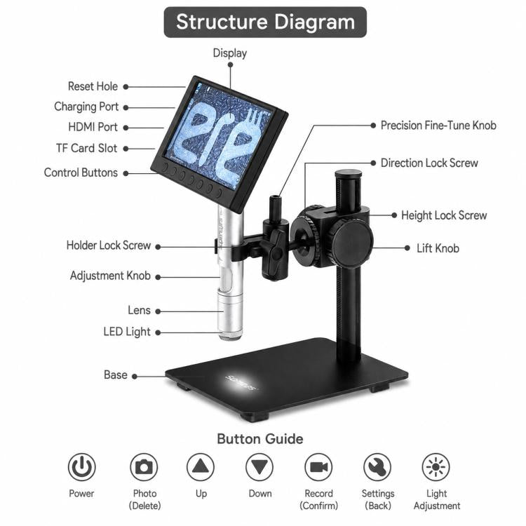 Supereyes P003 500X Digital Microscope with HD Display