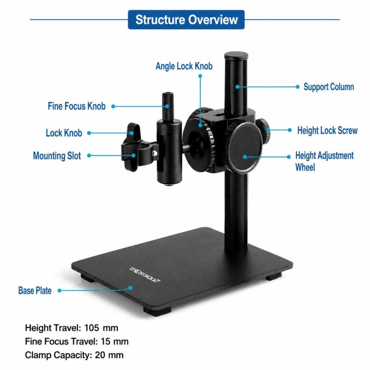 Supereyes Z009 Universal Precision Adjustable Stand for Digital Microscope