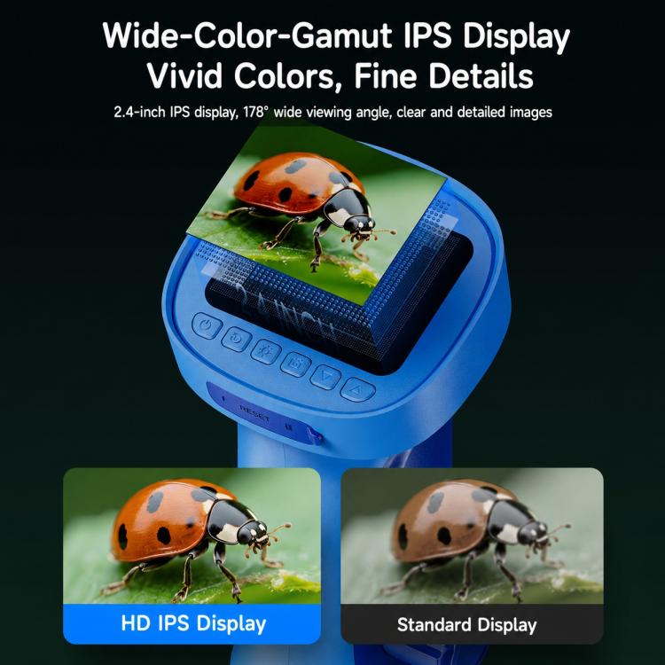 Portable 1000X Kids Digital Microscope with 2.4-Inch IPS Display