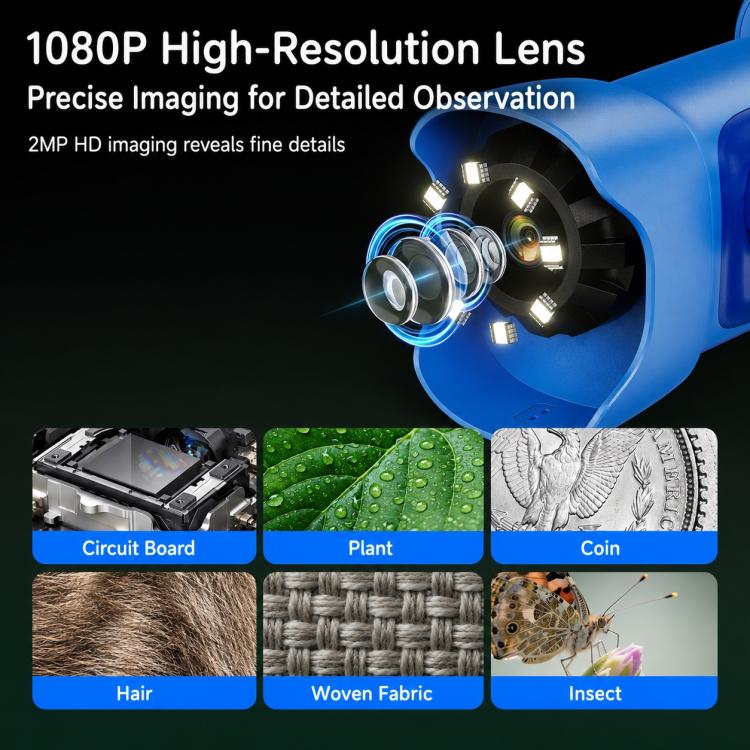 Portable 1000X Kids Digital Microscope with 2.4-Inch IPS Display