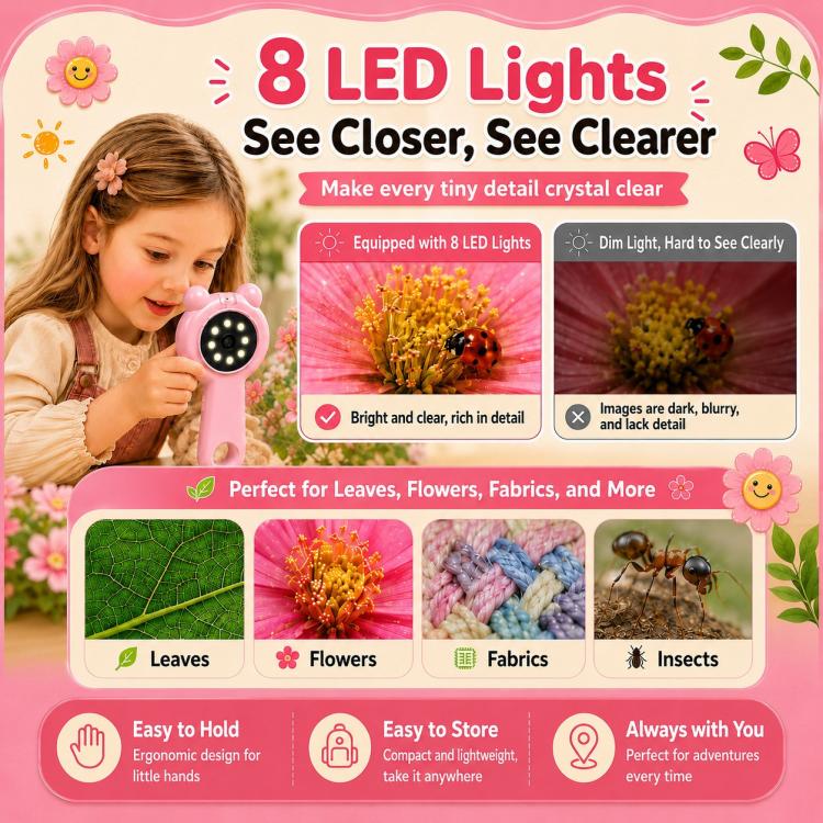 Kids Portable 3-in-1 Digital Microscope & Magnifying Glass