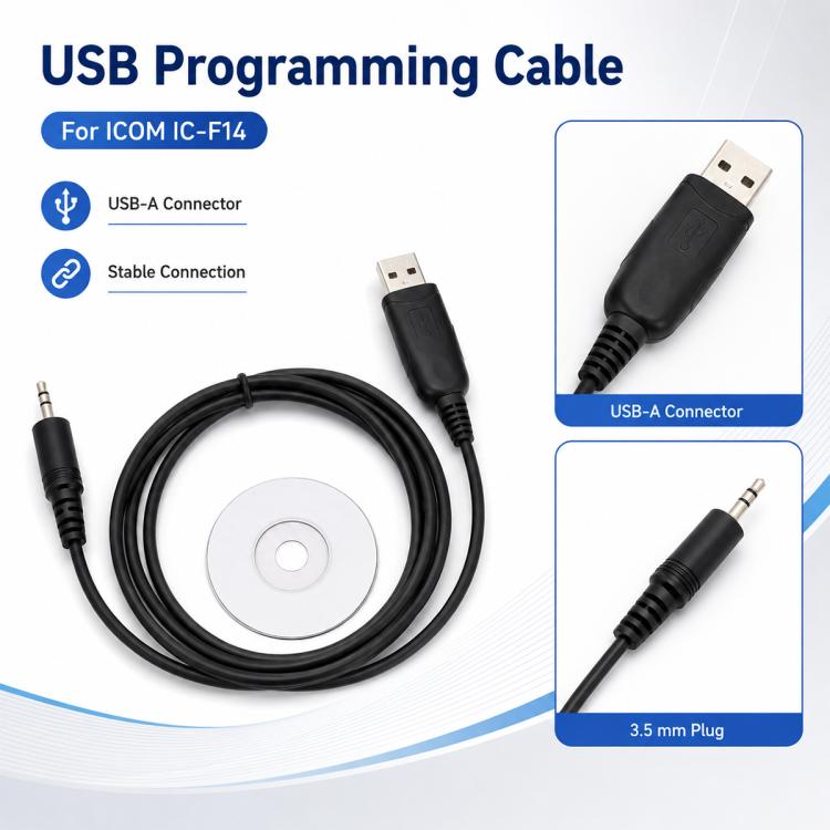 Walkie Talkie USB Programming Cable for ICOM IC-F14, For ICOM IC-F14