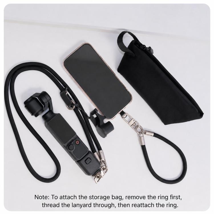Xasurg Camera Lanyard Adjustable Crossbody Strap For DJI Osmo Pocket 4 / 3, Metal Buckle Cord + Strap + Buckle