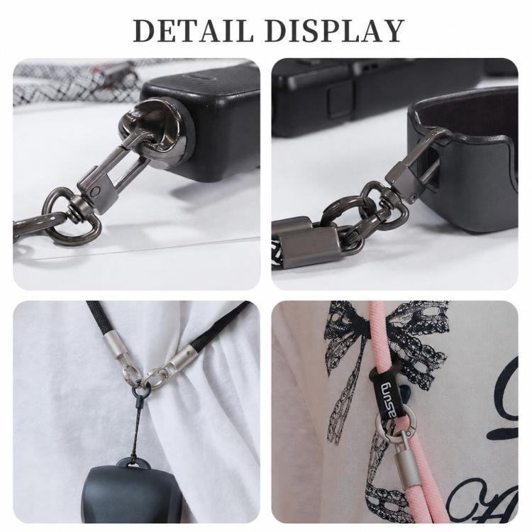 Xasurg Camera Lanyard Adjustable Crossbody Strap For DJI Osmo Pocket 4 / 3, Metal Buckle Cord + Strap + Buckle