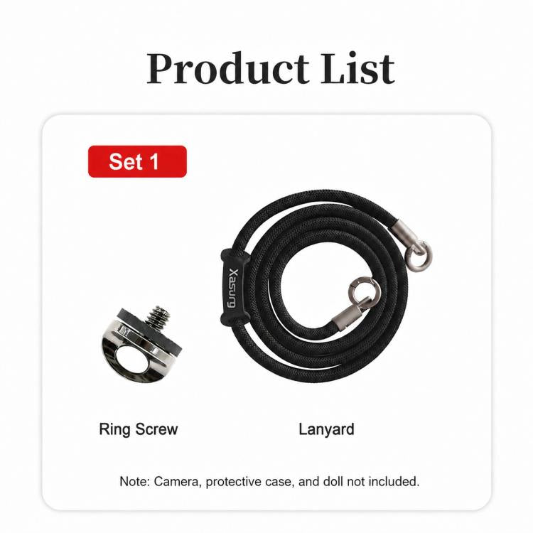 Xasurg Camera Lanyard Adjustable Crossbody Strap For DJI Osmo Pocket 4 / 3, Metal Buckle Cord + Strap + Buckle