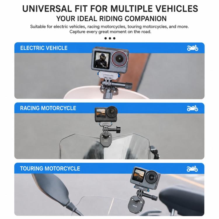 Xasurg Universal Action Camera Motorcycle Windshield Clamp Mount