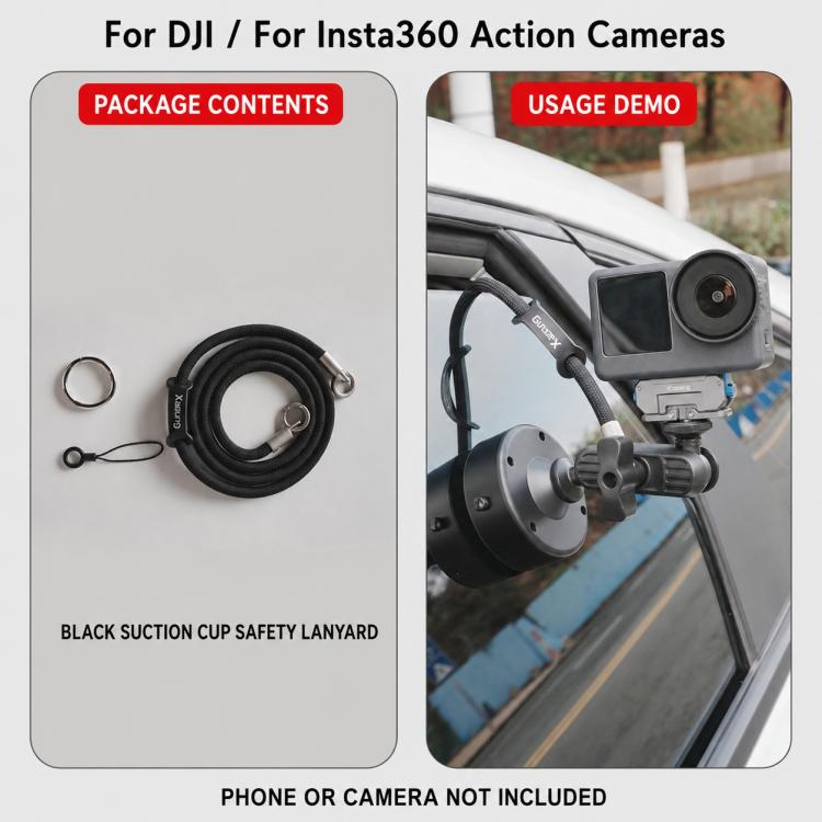 Xasurg Electric Vacuum Suction Cup Mount for DJI, Insta360, GoPro and Other Action Cameras, Suction Cup, Suction Cup + Arm, Suction Cup + Arm + Strap