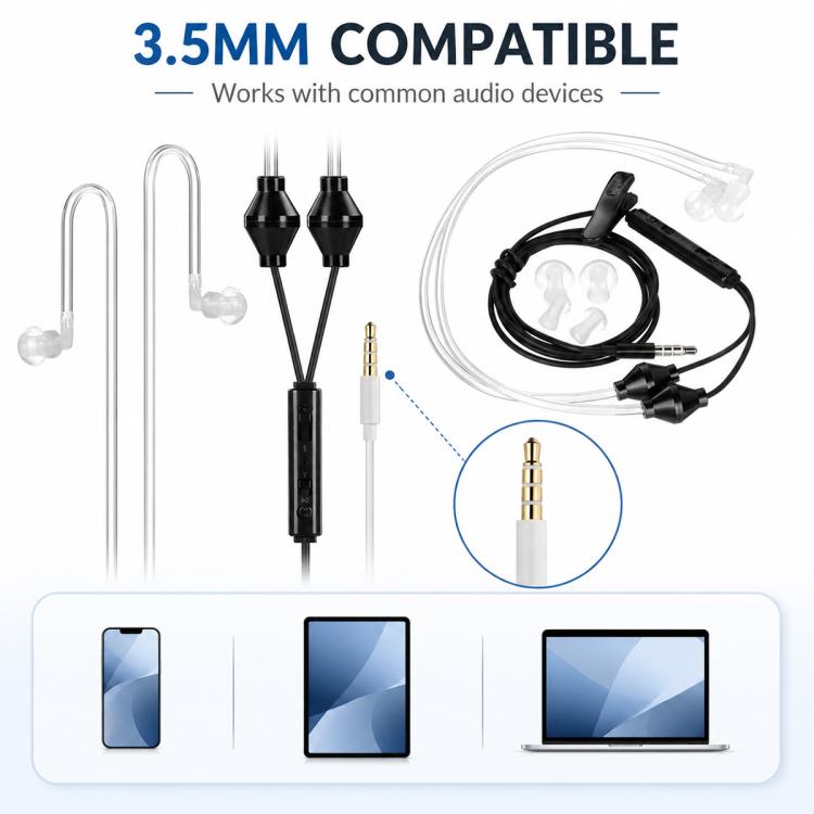 3.5mm Anti-radiation Air-tube Earphone with Dual-ear Microphone