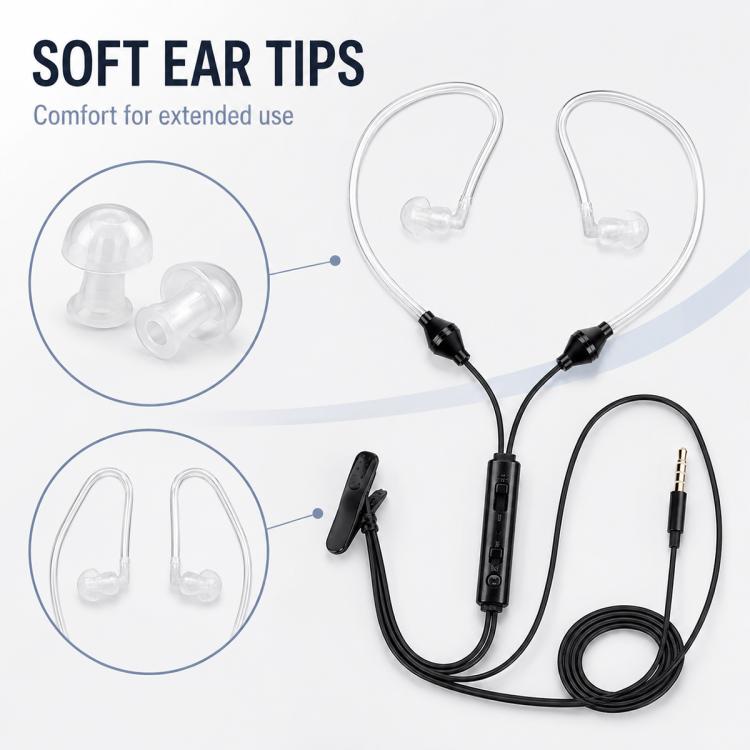 3.5mm Anti-radiation Air-tube Earphone with Dual-ear Microphone