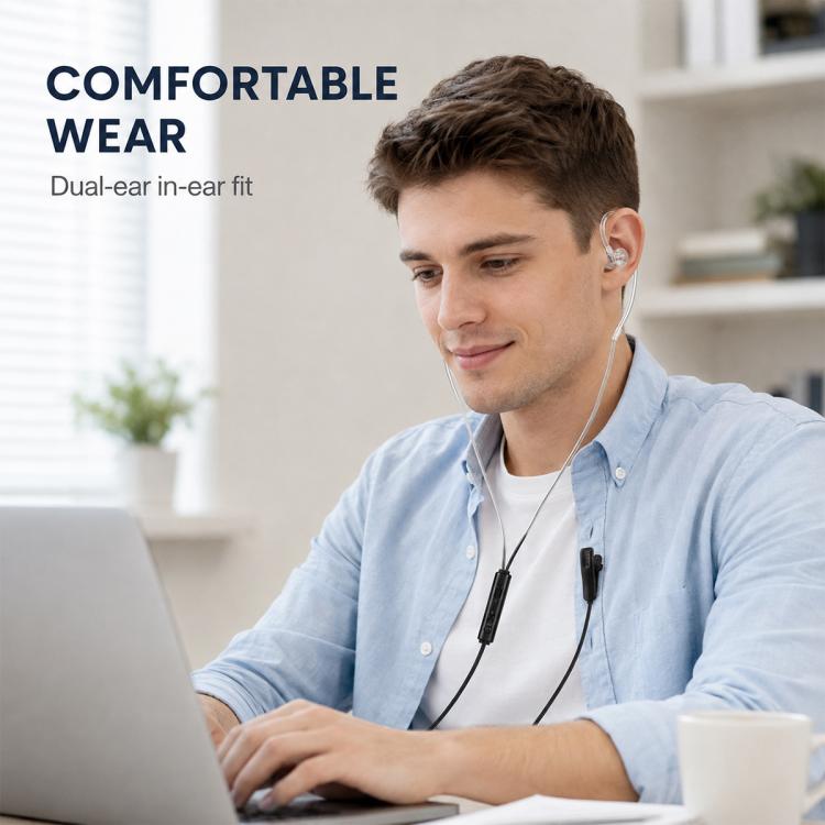 3.5mm Anti-radiation Air-tube Earphone with Dual-ear Microphone