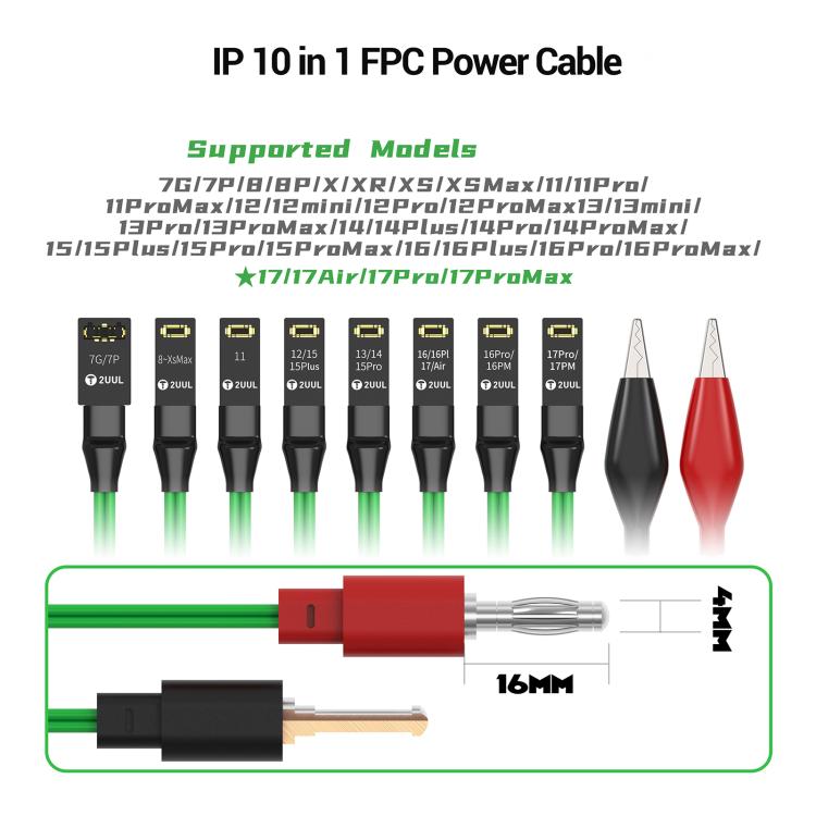 2UUL PW10 10 in 1 FPC Power Cable For iPhone 7 to 17 Pro Max Series