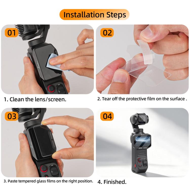 Sunnylife Lens Screen Protector Tempered Glass Protective Film, For Insta360 Luna Pro