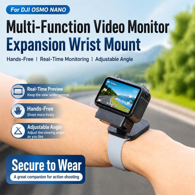 Multi-Function Camera Expansion Mount with Backpack Clip & Wrist Strap, For DJI Osmo Nano