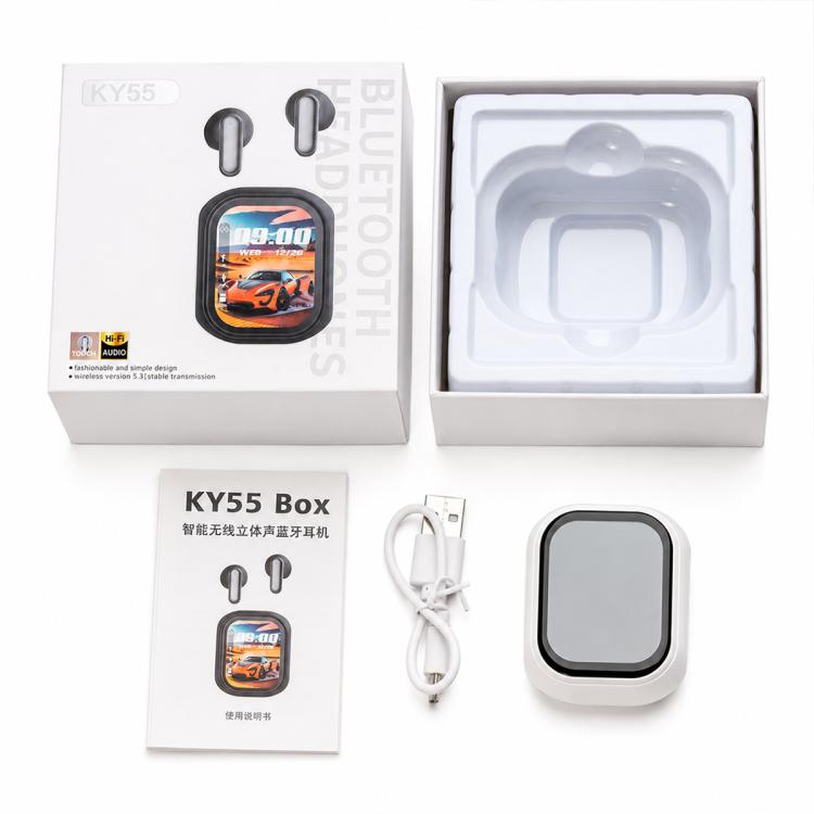 KY55 TWS Touchscreen Multifunctional Active Noise Reduction Wireless Bluetooth Earphone, Standard Edition, AI Translated Version