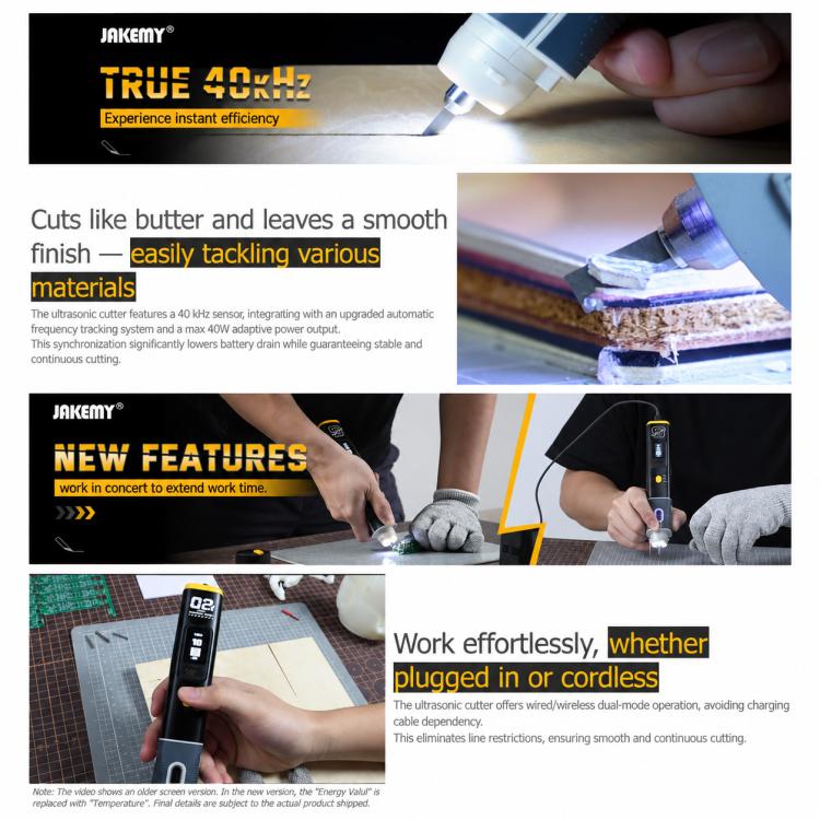 JAKEMY JM-Y09 40khz Cordless Powerful Precision Handheld Ultrasonic Cutter & Polisher, US Plug, EU Plug