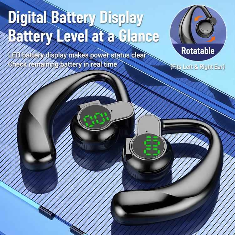 Ear-Hook Design Smart Digital Display Bluetooth Sports Earphones