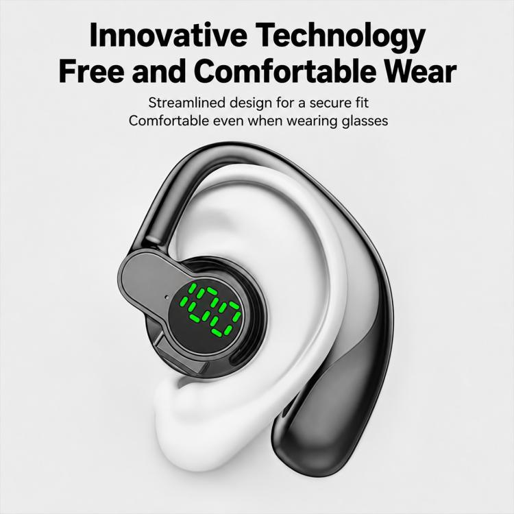 Ear-Hook Design Smart Digital Display Bluetooth Sports Earphones