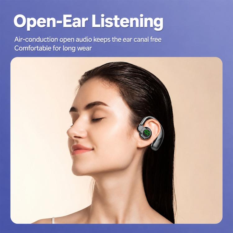 Ear-Hook Design Smart Digital Display Bluetooth Sports Earphones