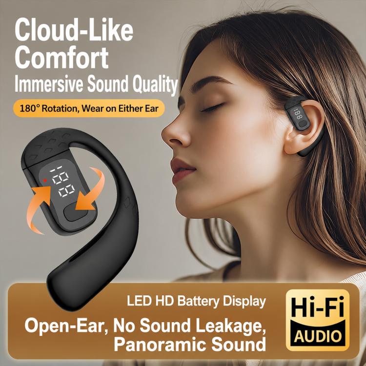 Ear-Hook Design Digital Display Wireless Bluetooth Earphones