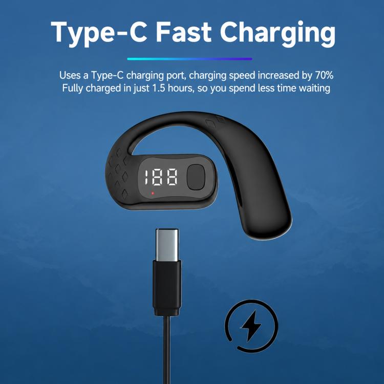Ear-Hook Design Digital Display Wireless Bluetooth Earphones
