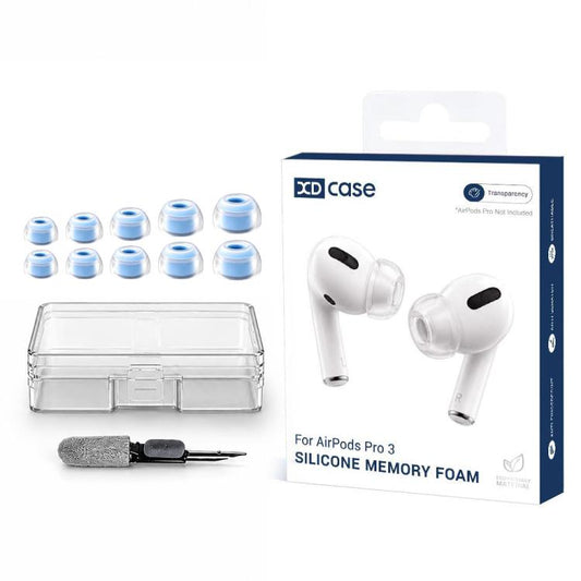 XDcase 5 Pairs Liquid Silicone Memory Foam Ear Tips Kit, XXS/XS/S/M/L Size, Cleaning Brush Color Random, For AirPods Pro 3