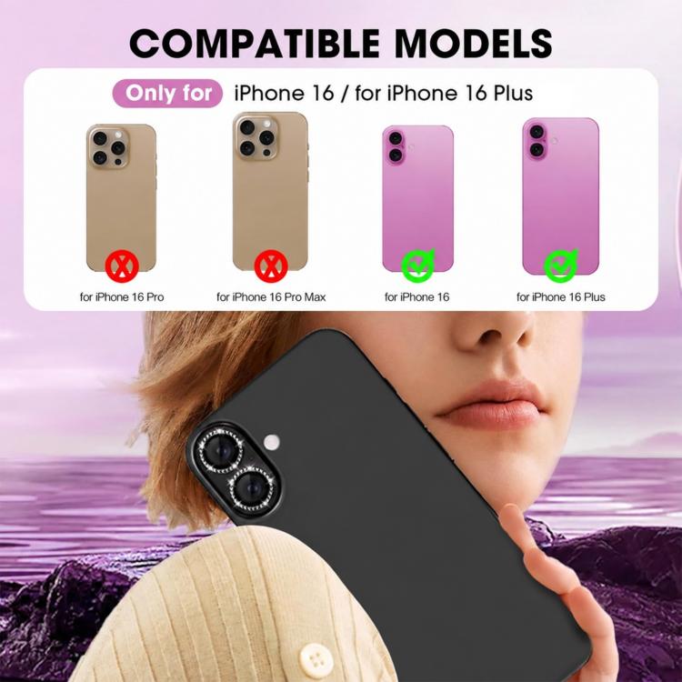 XDcase AF + AR Hawkeye Bling Camera Lens Protector, For iPhone 16 / 16 Plus