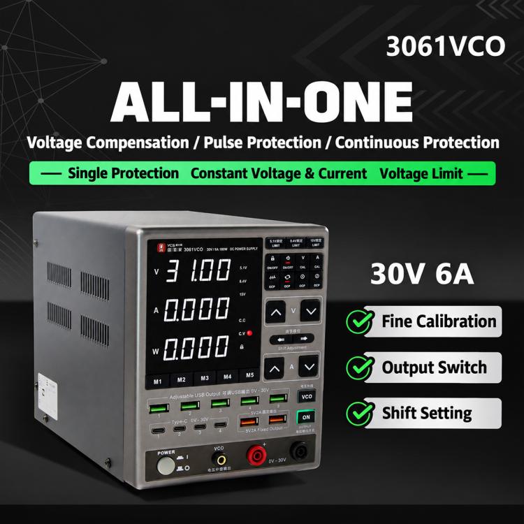 YCS 3061VCO 30V / 6A Adjustable Digital Display DC Power Supply with OCP Protection, EU Plug, US Plug