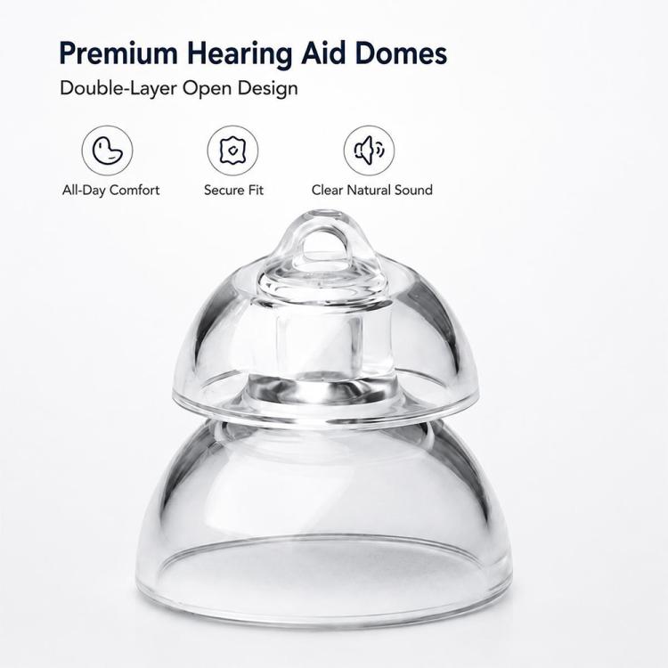XDcase 20 PCS/Pack Silicone Double-Layer Open Domes Kit with Cleaning Tools & Carry Case, L Size, For Oticon Hearing Aid, L Size