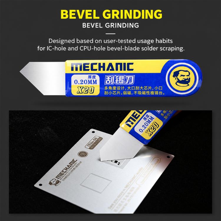 MECHANIC 0.2mm High Toughness Solder Paste Tin Scraper Knife, X22, X20
