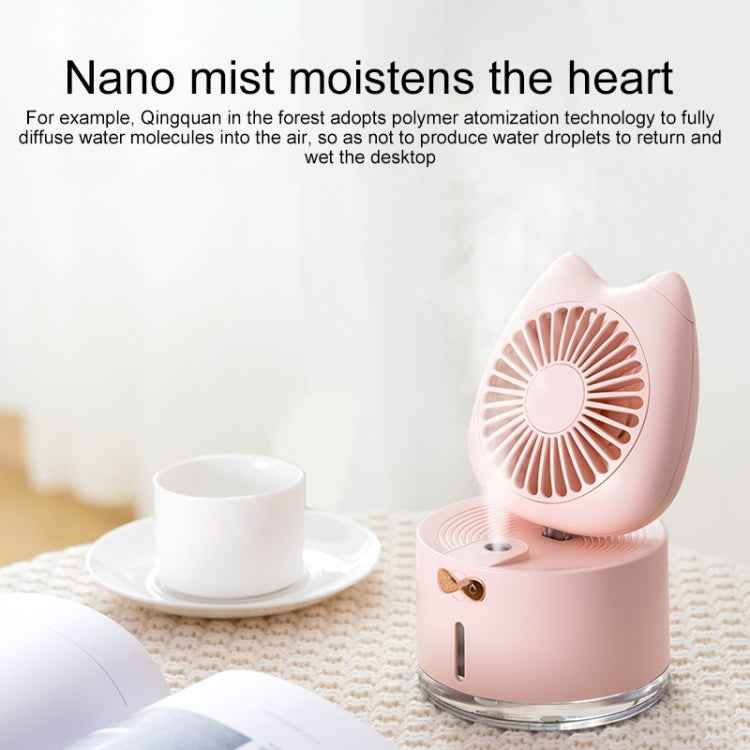 BD-MM1 Cat Shape Household Desktop Rechargeable Spray Humidifier Fan