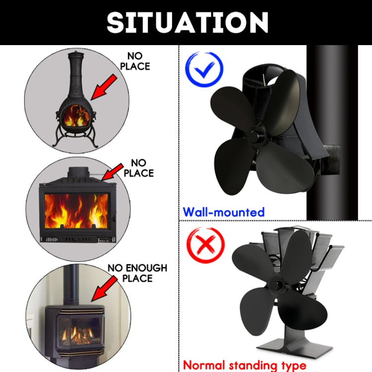 YL-105 4-Blade Aluminum Heat Powered Fireplace Stove Fan, YL-105 (Grey), YL-105 (Gold), YL-105 (Rose Red), YL-105 (Silver), YL-105(White), YL-105 (Black), YL-105 (Bronze)
