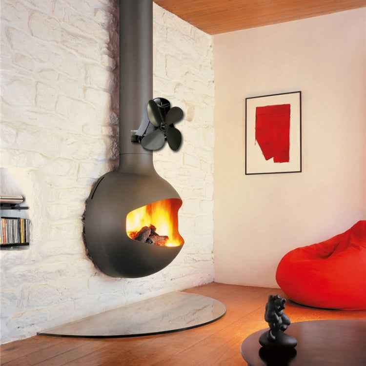 YL-105 4-Blade Aluminum Heat Powered Fireplace Stove Fan