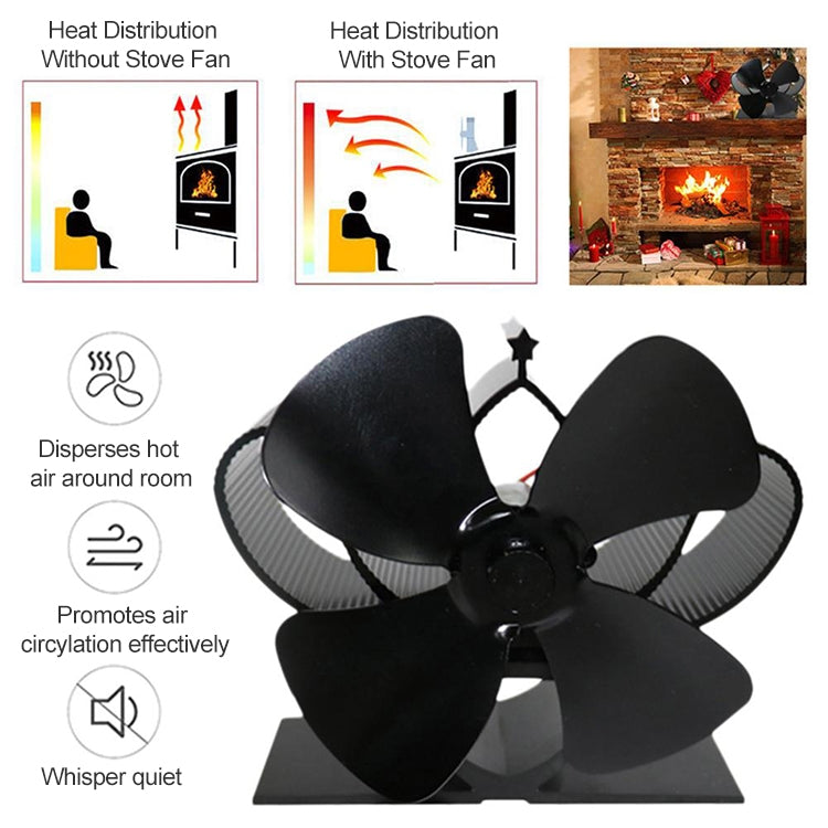 YL201 4-Blade High Temperature Metal Heat Powered Fireplace Stove Fan, YL201 (Silver), YL201 (Black), YL201 (Bronze), YL201 (Grey), YL201 (Gold), YL201 (Rose Red)