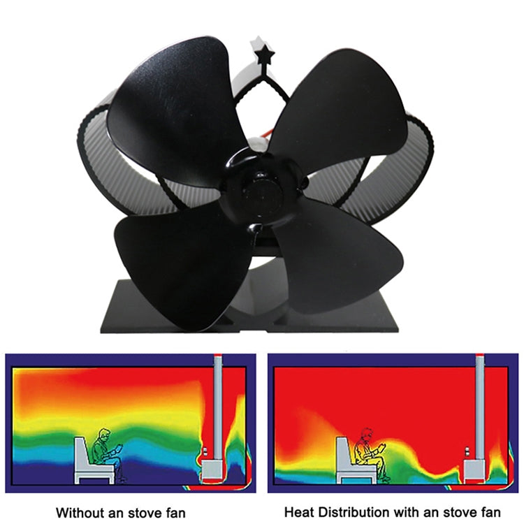 YL201 4-Blade High Temperature Metal Heat Powered Fireplace Stove Fan, YL201 (Silver), YL201 (Black), YL201 (Bronze), YL201 (Grey), YL201 (Gold), YL201 (Rose Red)