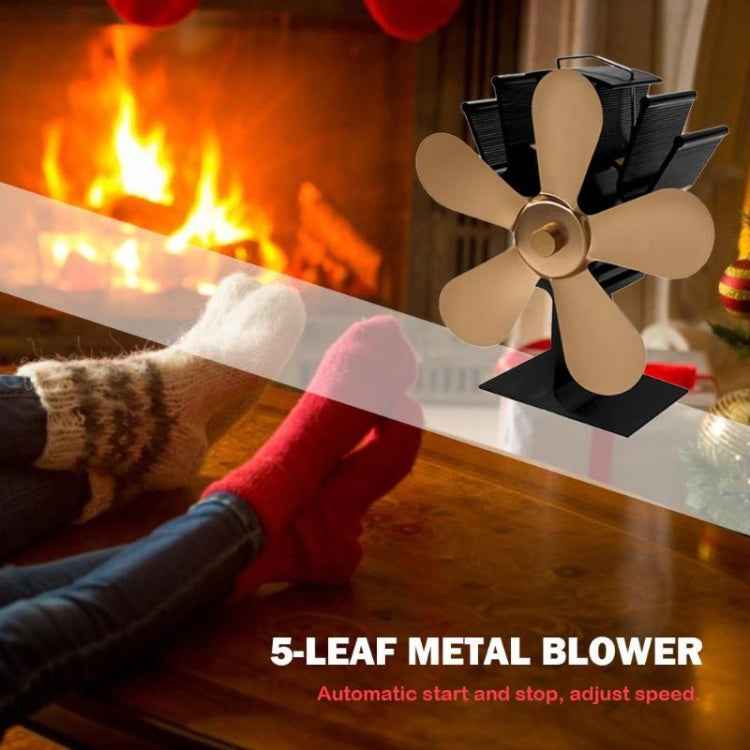 YL602 5-Blade High Temperature Metal Heat Powered Fireplace Stove Fan