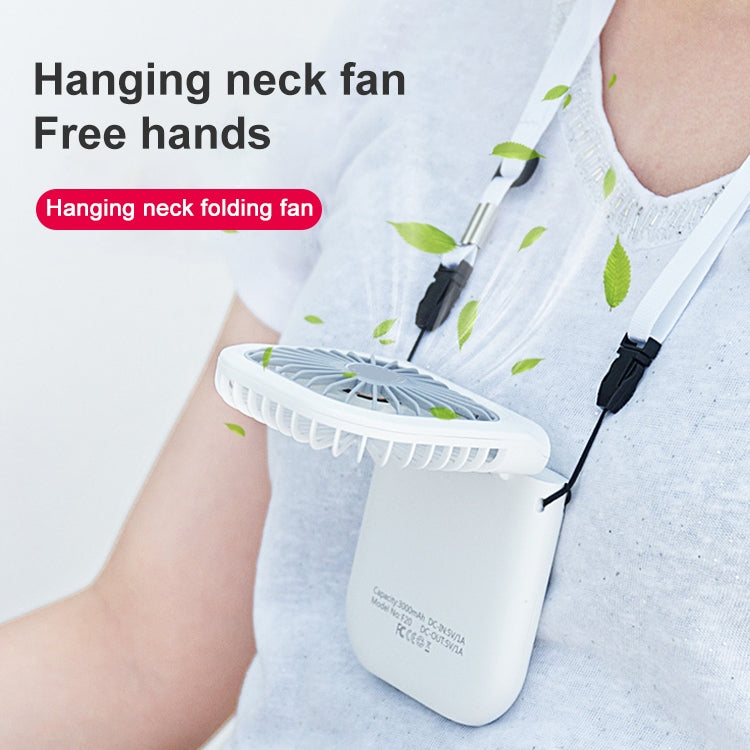 F20 Electroplating Handheld Fan Portable Desktop Folding Mute USB Hanging Neck Fan, F20 (Pink), F20 (Green), F20 (Blue), F20 (White)