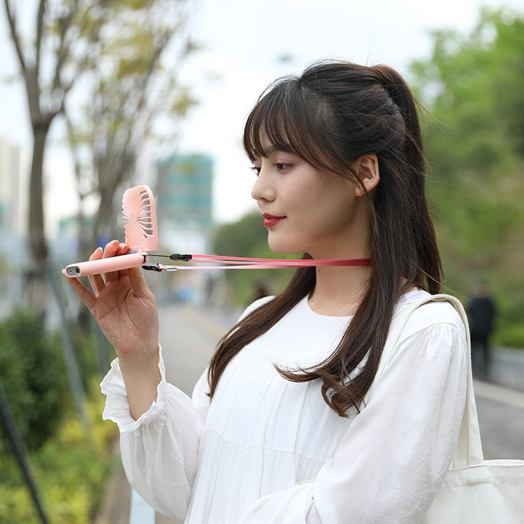 F20 Electroplating Handheld Fan Portable Desktop Folding Mute USB Hanging Neck Fan, F20 (Pink), F20 (Green), F20 (Blue), F20 (White)