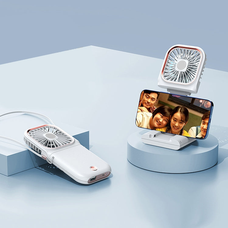 F30 Electroplating Handheld Fan Portable Desktop Folding Mute USB Hanging Neck Fan, Upgraded Version, F30 (Pink), F30 (Green), F30 (Blue), F30 (White)