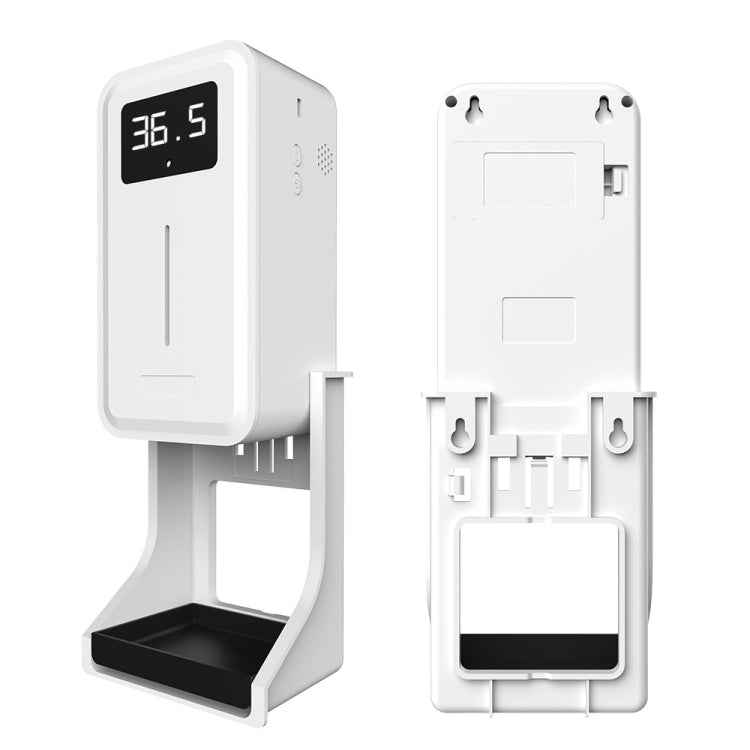 Rehabor A Handsfree Non-contact Body Light-sensitive Distance Sensor Thermometer + 450ml Automatic Non-contact Liquid Soap Spraying Dispenser with Base Mount