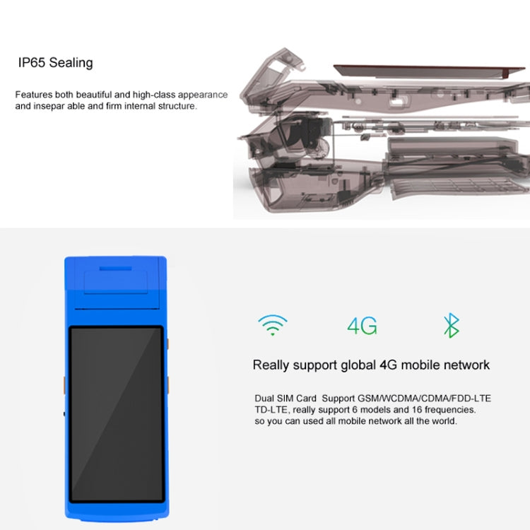 PDA-5501 Multi-function 5.5 inch IPS Screen IP65 Protection All-in-one Intelligent Terminal, Built-in Thermal Line Printer & MIC & Speaker, Support WiFi & Bluetooth & GPS