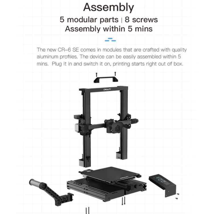 CREALITY CR-6 SE 350W Intelligent Leveling-free DIY 3D Printer, Print Size : 23.5 x 23.5 x 25cm, EU Plug