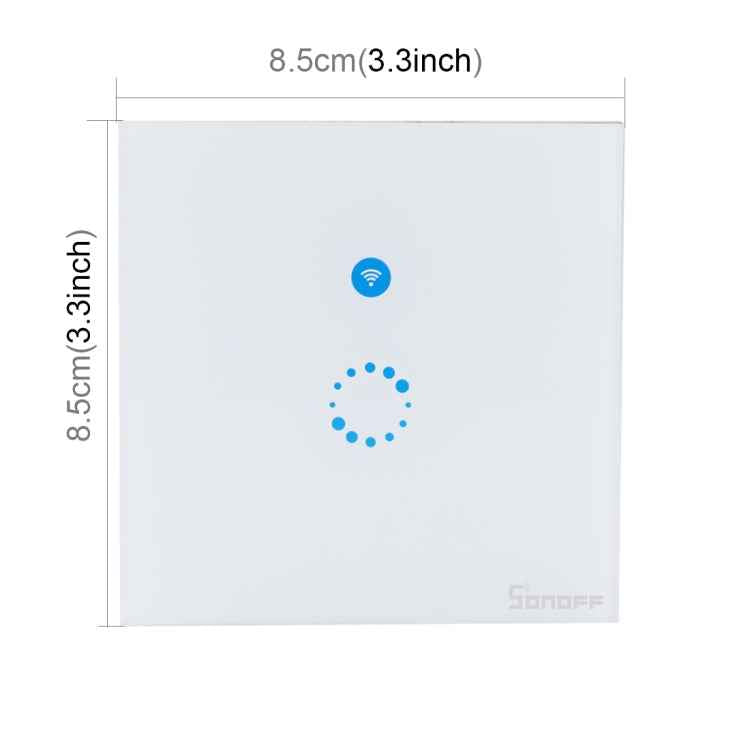 Sonoff  Touch 86mm 1 Gang Tempered Glass Panel Wall Switch Smart Home Light Touch Switch, Compatible with Alexa and Google Home, AC 90V-250V 400W 2A