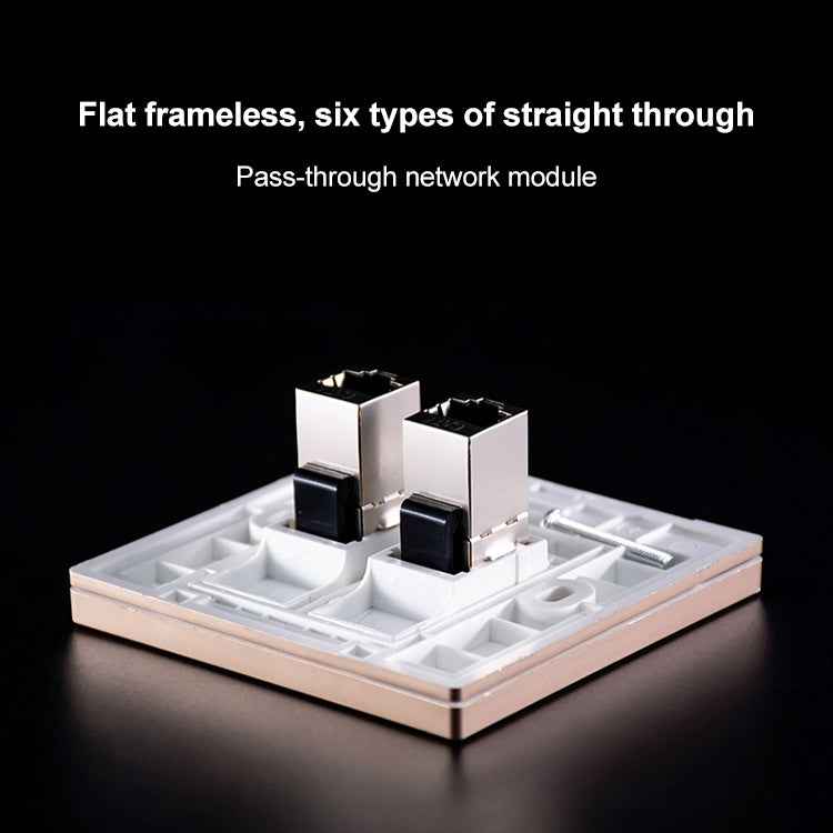 CAT.6 Shielded Pass-through Network Module, Single Port Panel + Shielded Pass-through
